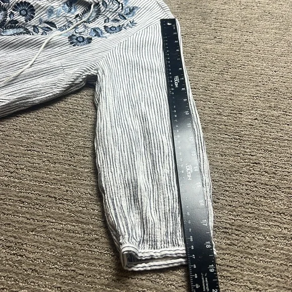 J. Jill‎ Ocean Breeze blue and white striped embroidered long-sleeve dress SZ S - Picture 10 of 10